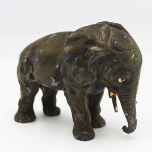 Antique Vintage Elephant Figurine Sculpture Curved Trunk Hand-Painted Features